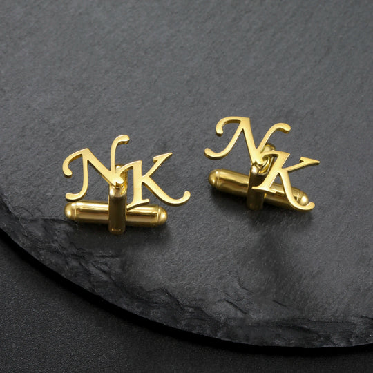 Skyrim 2pcs Custom Cufflinks Men Stainless Steel Personalized Initials.