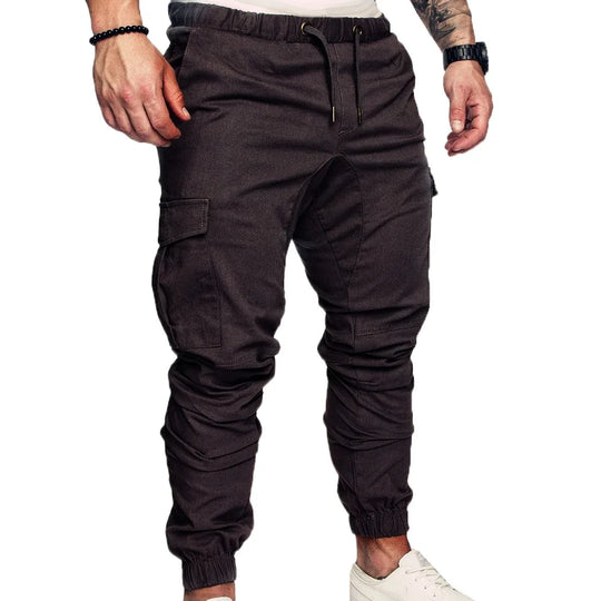 Spring and Autumn Fashion Men's Drawstring Adjustable Pocket Pants New