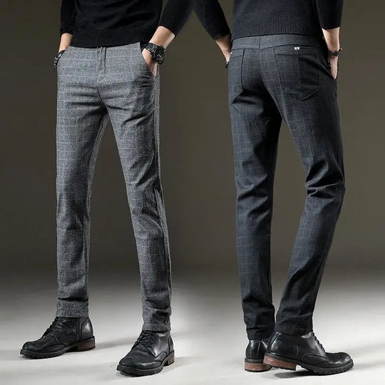 Men Casual  Slim   Plaid Chinos Trousers Business Pants Size 28-38