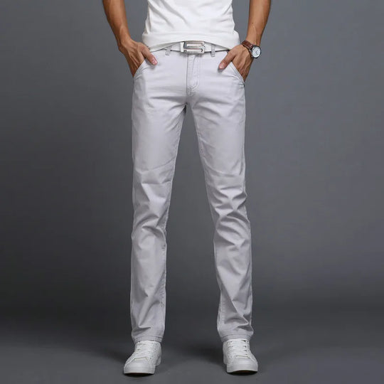 New Spring Autumn Casual Pants Men Cotton Slim Fit Chinos Fashion Long