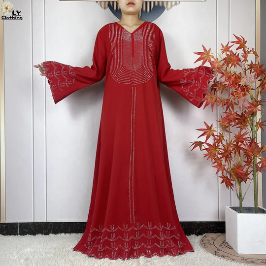 2024 New Muslim Chiffon Abayas For Women Robe Caftan Dubai Islam Clothing African Abaya Long Sleeved Fashion Dress With Turban
