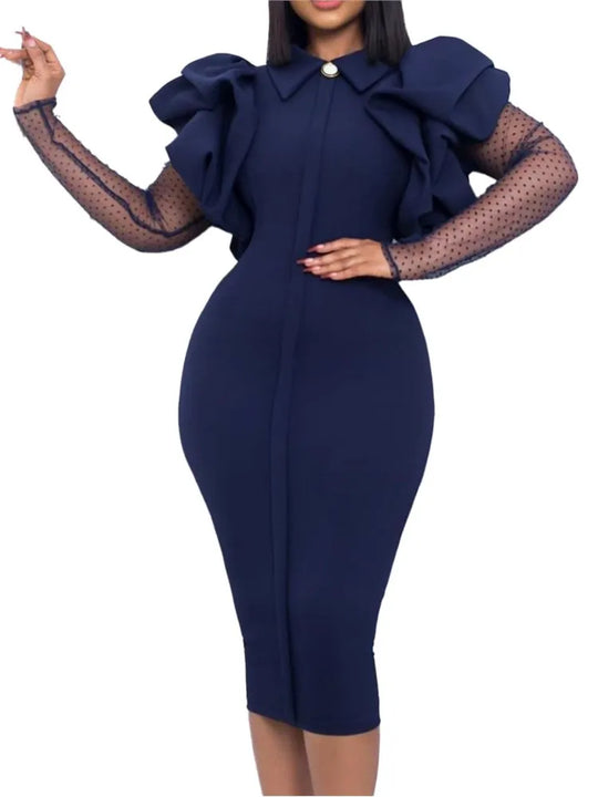Women Slim Wrap Hip Dress Light Luxury Delicate Mesh Pleated Dresses Fashion Elegant Unique Sexy Party See Through Lace Vestidos