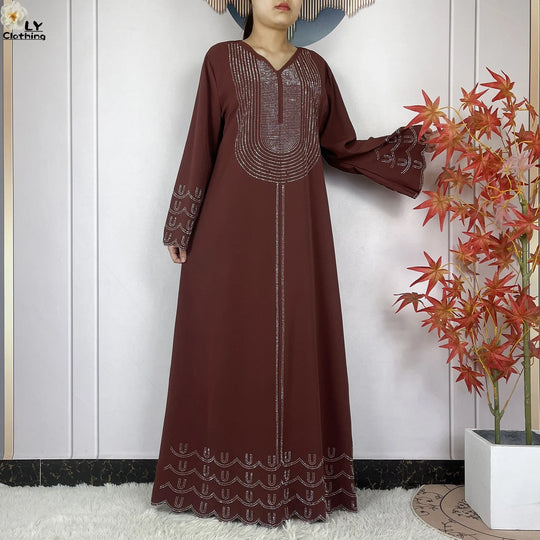 2024 New Muslim Chiffon Abayas For Women Robe Caftan Dubai Islam Clothing African Abaya Long Sleeved Fashion Dress With Turban
