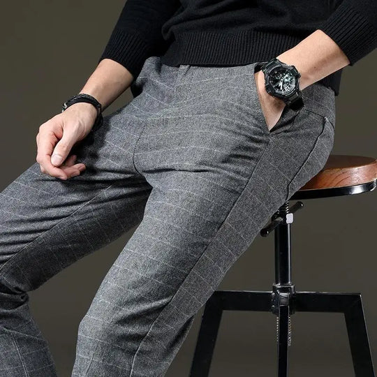 Men Casual  Slim   Plaid Chinos Trousers Business Pants Size 28-38