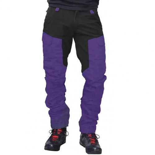 2024 Men Hiking Camping Pants Color Block Multi Pockets Wear-Resistant