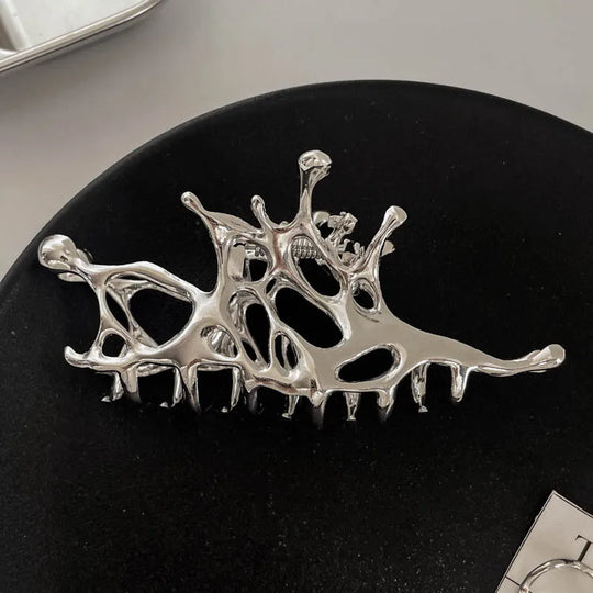 Fashion Y2k Geometric Claw Clips for Women Silver Color Large Metal