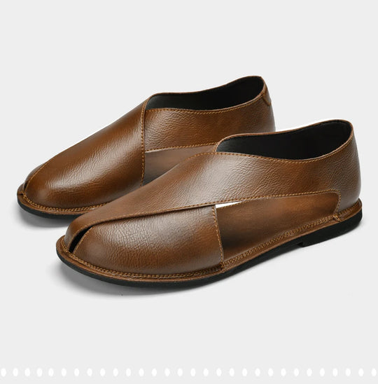 CLOHOO Men Sandals Summer Genuine Leather High Quality Roman Shoes Breathable Casual Non-Slip Male Slippers Free Shiping Shoes