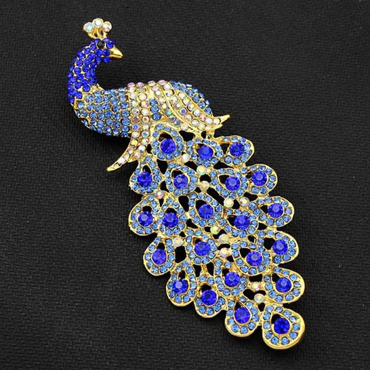 Hotsale Beautiful Sapphire Blue Crystal Rhinestone Peacock Brooch Jewelry Pin Accessories Animal Brooch