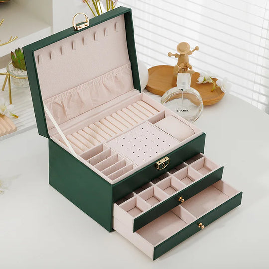 Three-layer Jewelry Storage Box for High-end Exquisite Necklaces, Earrings,Gold Jewelry Box Hand Accessories with Large Capacity