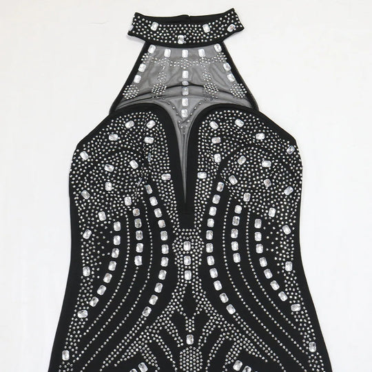 Backless Dress Sexy Wrap Buttocks Vestidos Women Party Dresses Sheath Slim Fit Spliced Summer Diamonds Knee Length