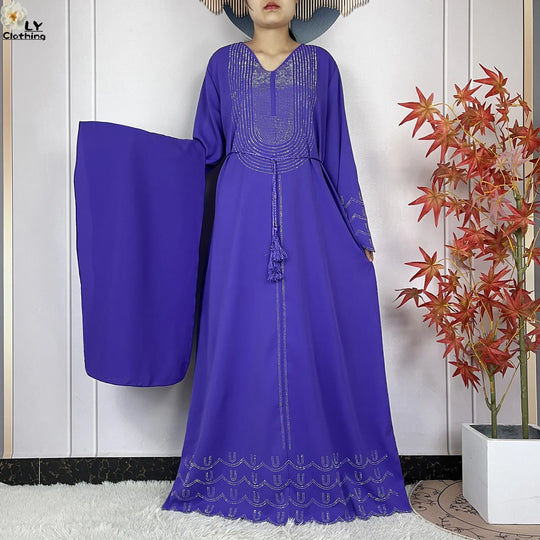 2024 New Muslim Chiffon Abayas For Women Robe Caftan Dubai Islam Clothing African Abaya Long Sleeved Fashion Dress With Turban