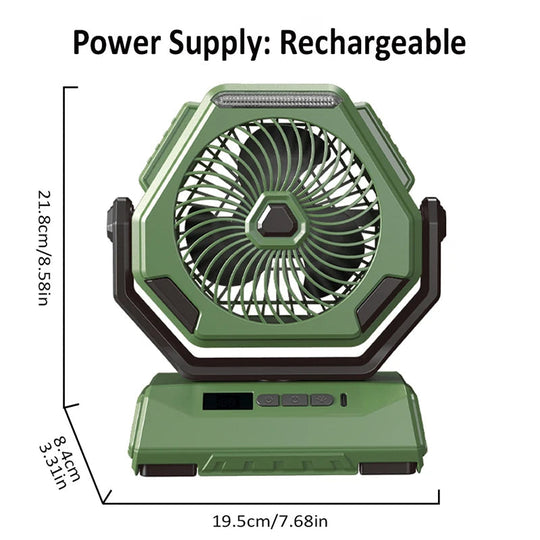 6000mAh Camping Fan Rechargeable Outdoor Fan Ceiling Oscillating Fan