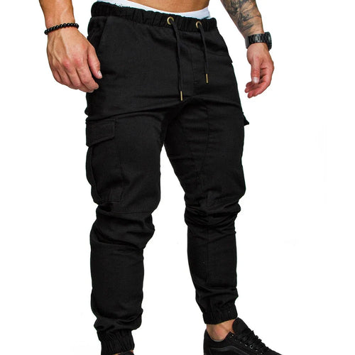 Spring and Autumn Fashion Men's Drawstring Adjustable Pocket Pants New