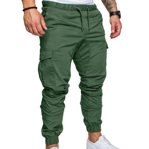 Spring and Autumn Fashion Men's Drawstring Adjustable Pocket Pants New