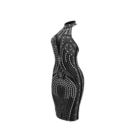 Backless Dress Sexy Wrap Buttocks Vestidos Women Party Dresses Sheath Slim Fit Spliced Summer Diamonds Knee Length