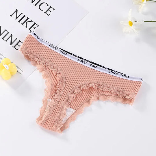 3Pcs/Lot Lace Thong Women's Tanga Low Waist Sexy Lingeries Cotton
