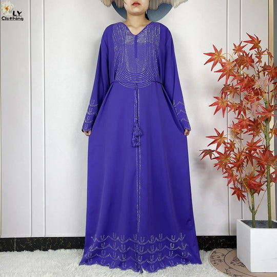 2024 New Muslim Chiffon Abayas For Women Robe Caftan Dubai Islam Clothing African Abaya Long Sleeved Fashion Dress With Turban