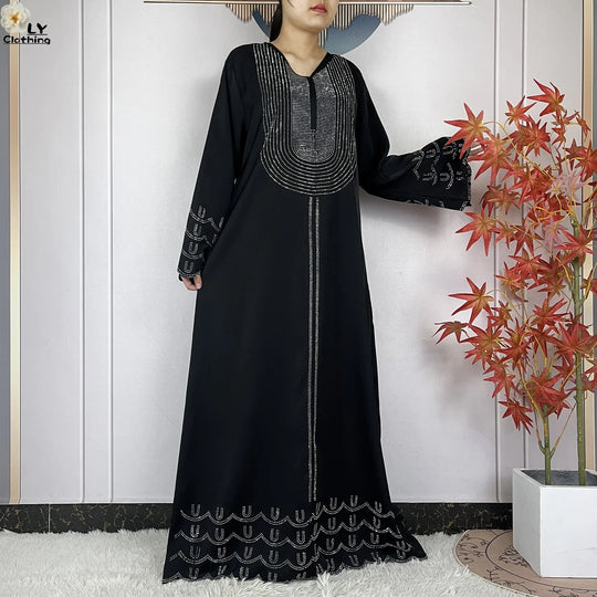 2024 New Muslim Chiffon Abayas For Women Robe Caftan Dubai Islam Clothing African Abaya Long Sleeved Fashion Dress With Turban