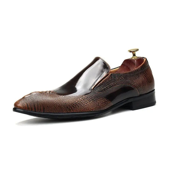 Men's Trendy Genuine Leather British-style Pointed Toe Dress Shoes, Lace-Up Business Formal Oxfords Shoes