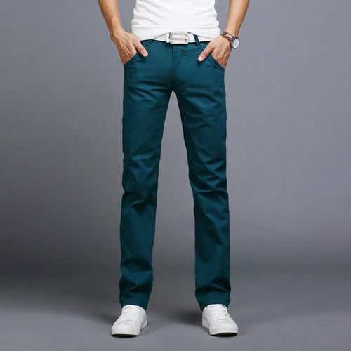 New Spring Autumn Casual Pants Men Cotton Slim Fit Chinos Fashion Long