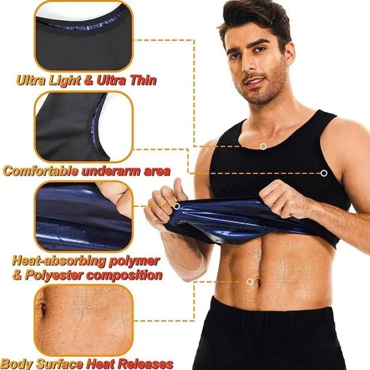 Men Sauna Sweat Vest and Short Sleeve Heat Trapping Shirt Sweat Body