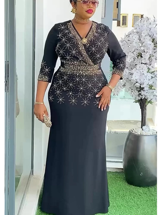 Curvy African Dresses for Women Dashiki Africa Clothes Ankara OutfitsGown Muslim Turkey Wedding Party Long Maxi Dress 2025