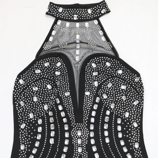 Backless Dress Sexy Wrap Buttocks Vestidos Women Party Dresses Sheath Slim Fit Spliced Summer Diamonds Knee Length