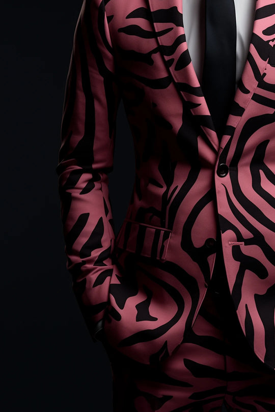Fashion American Slim Men's Suit Men's Leopard Print Suit Casual Party Crocodile Suit Jacket Coat Bar Wedding Performance Set