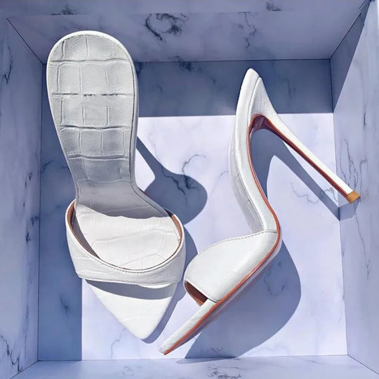 Very High Heel Shoes For Women Slippers Summer Peep Toe Stiletto Sandals Laser Dazzling Color Sandals Star Style Women Shoes New