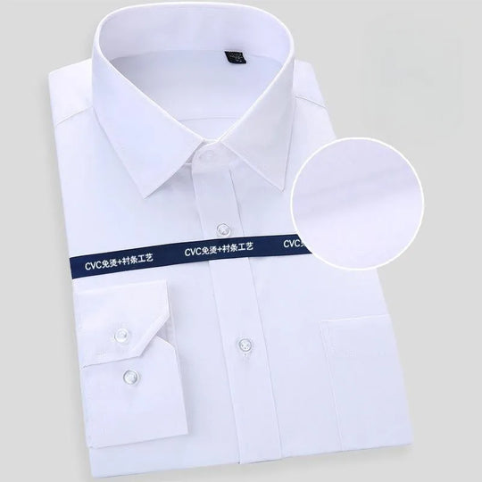 High Quality Cotton Men Dress Long Sleeve Shirt New Solid Male