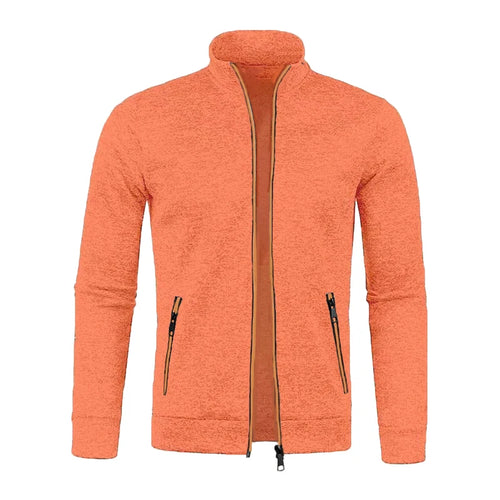 Men Knit Cardigan Thick Fleece Sweater Slim Zip-Up Jacket Warm Jumper