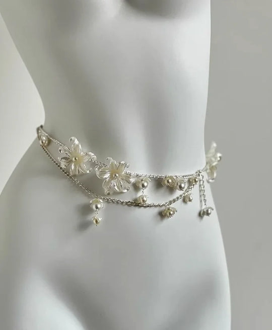 Designer Red belt Jewelry Multilayer Pearl waist chain for Women's Fashion Retro Character Playing Body Accessories Party Belts