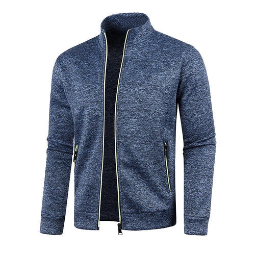 Men Knit Cardigan Thick Fleece Sweater Slim Zip-Up Jacket Warm Jumper