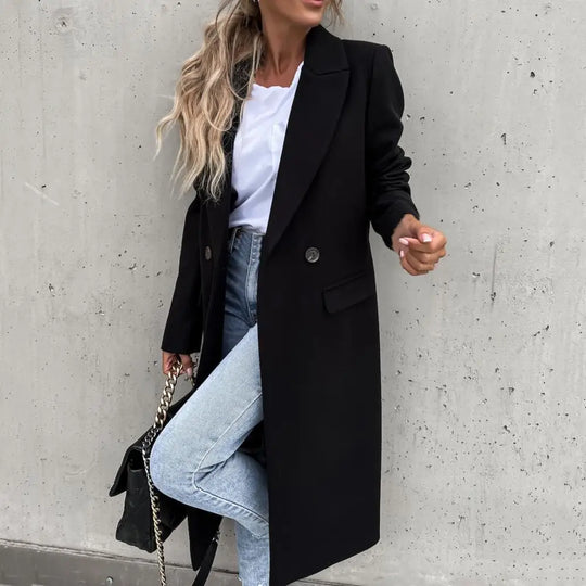 Women Coat Elegant Long Blazer Female All Match Long Sleeve Button