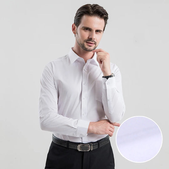 High Quality Cotton Men Dress Long Sleeve Shirt New Solid Male