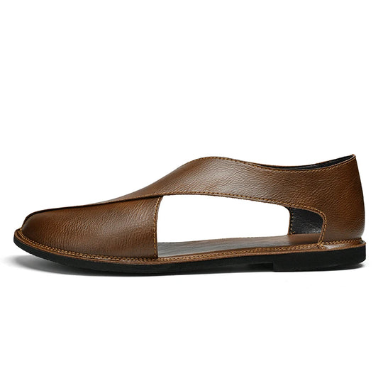 CLOHOO Men Sandals Summer Genuine Leather High Quality Roman Shoes Breathable Casual Non-Slip Male Slippers Free Shiping Shoes