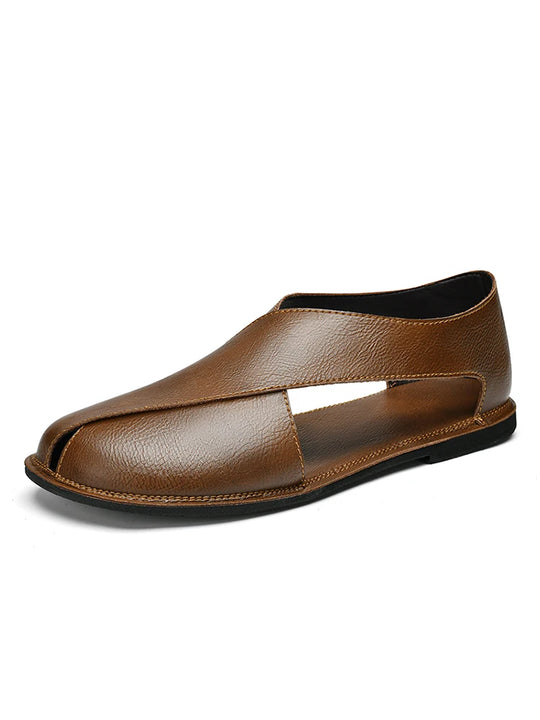 CLOHOO Men Sandals Summer Genuine Leather High Quality Roman Shoes Breathable Casual Non-Slip Male Slippers Free Shiping Shoes