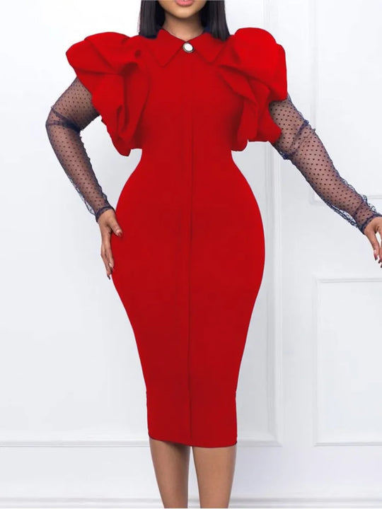 Women Slim Wrap Hip Dress Light Luxury Delicate Mesh Pleated Dresses Fashion Elegant Unique Sexy Party See Through Lace Vestidos