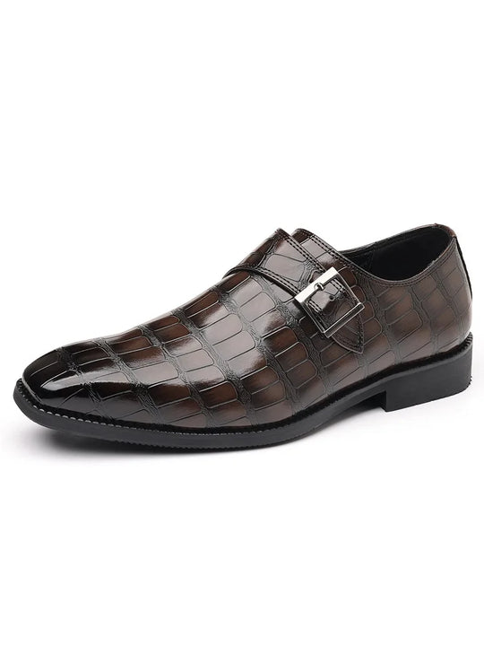 Gentleman Monk Strap Loafers Men's Crocodile Pattern Belt Buckle Leather Shoes Designer Formal Wedding Dress Homecoming Footwear
