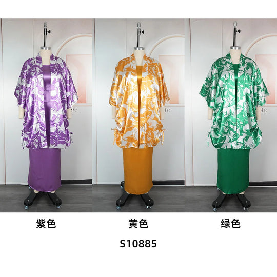 African Clothes for Women 2 PCS Sets Dress and Coat Suits Dashiki Ankara Turkey Wedding Party Dresses Kaftan Bubu Gown Plus Size