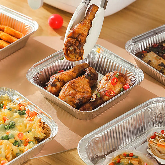 50PCS 20CM Square Air Fryer Aluminum Foil Pan Oven BBQ Tray Food