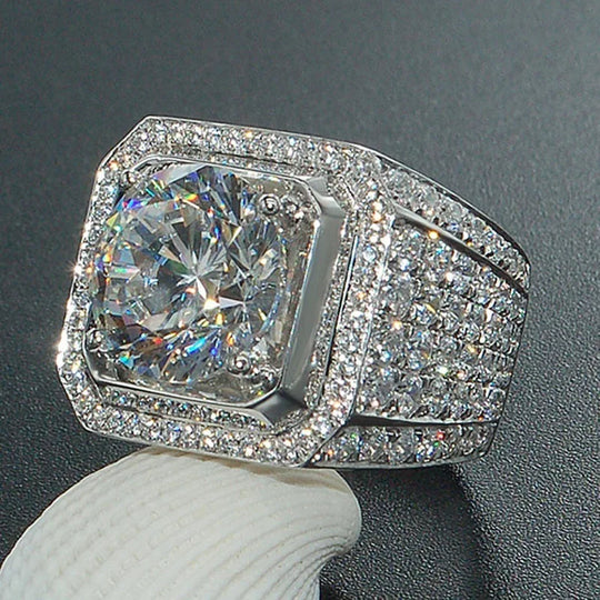 White Golden Iced Out HipHop Engagement Rings CZ Pinky Men Women Full Crystal Ring