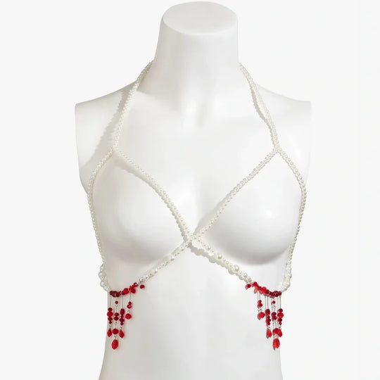 Designer Red belt Jewelry Multilayer Pearl waist chain for Women's Fashion Retro Character Playing Body Accessories Party Belts