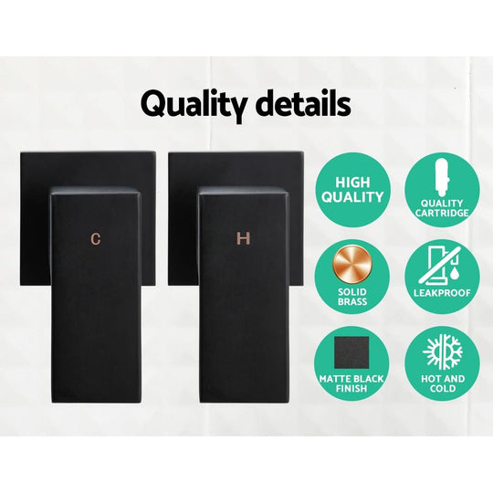 Cefito 9'' Rain Shower Head Set Handheld Round High Pressure Twins Tap