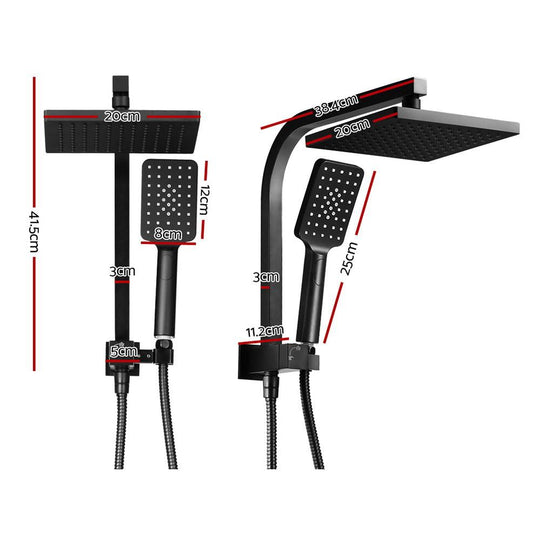 Cefito 8'' Rain Shower Head Set Handheld Square High Pressure Black