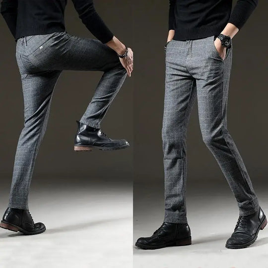 Men Casual  Slim   Plaid Chinos Trousers Business Pants Size 28-38