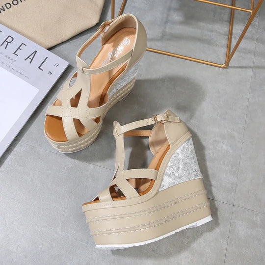 32-40 Sexy High-heeled Wedge Heel Sandals Small Open Toe Bohemian Sandals 2025 New Women's Summer and Autumn Shoes W299
