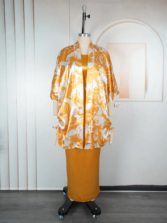 African Clothes for Women 2 PCS Sets Dress and Coat Suits Dashiki Ankara Turkey Wedding Party Dresses Kaftan Bubu Gown Plus Size