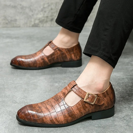 Designer Leisure Men's Sandals Summer New Alligator Pattern Buckle Strap Flats Shoes Male Business Driving Casuals Shoes