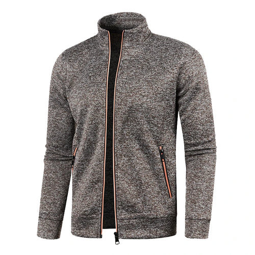 Men Knit Cardigan Thick Fleece Sweater Slim Zip-Up Jacket Warm Jumper
